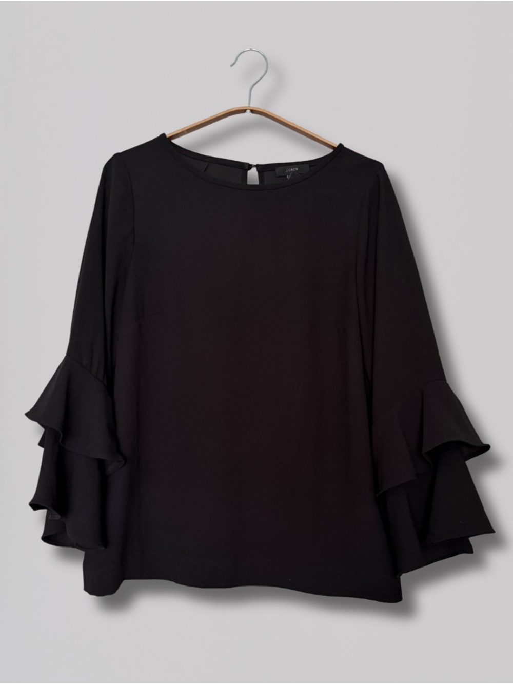 J. Crew Black Ruffle-Sleeve Blouse | size 4T